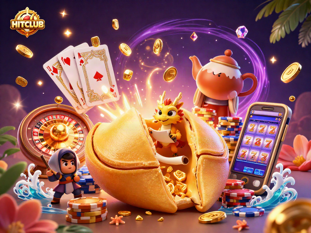 Experience the dynamic excitement of HITCLUB's casino games with golden treasures and vibrant animations.