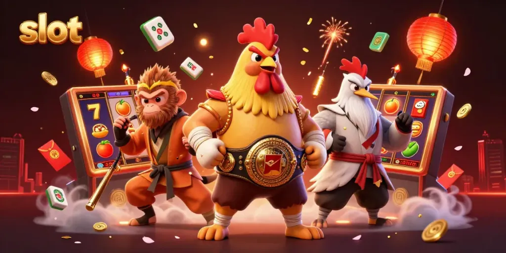 Slot yang menghibur dengan karakter 3D unik, simbol keberuntungan, dan suasana kasino yang dinamis.