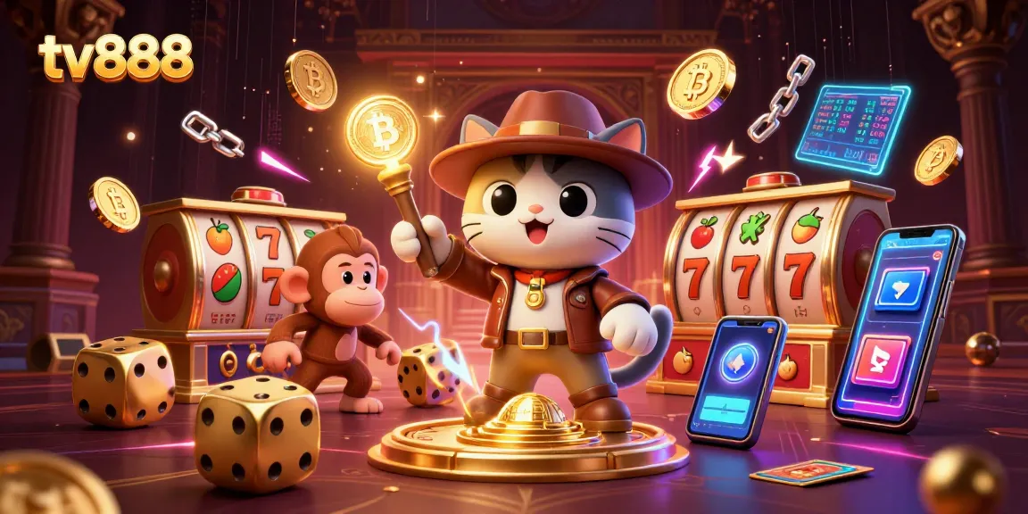 Win big with tv888 at this vibrant, thrilling casino game illustration showcasing exciting slot games.