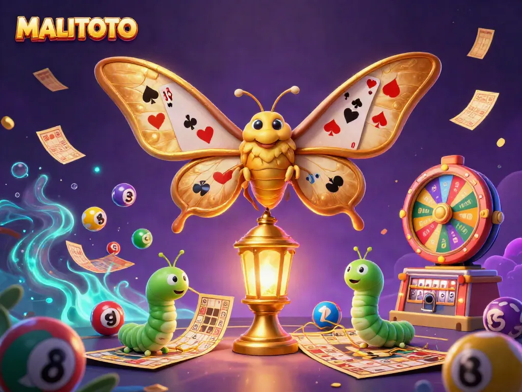 MALITOTO showcases a vibrant 3D casino scene with a majestic moth and dynamic game elements.