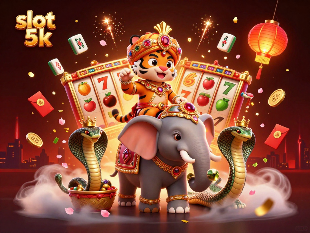 Engage with slot 5k and experience the thrill of spinning reels in this vibrant casino illustration.