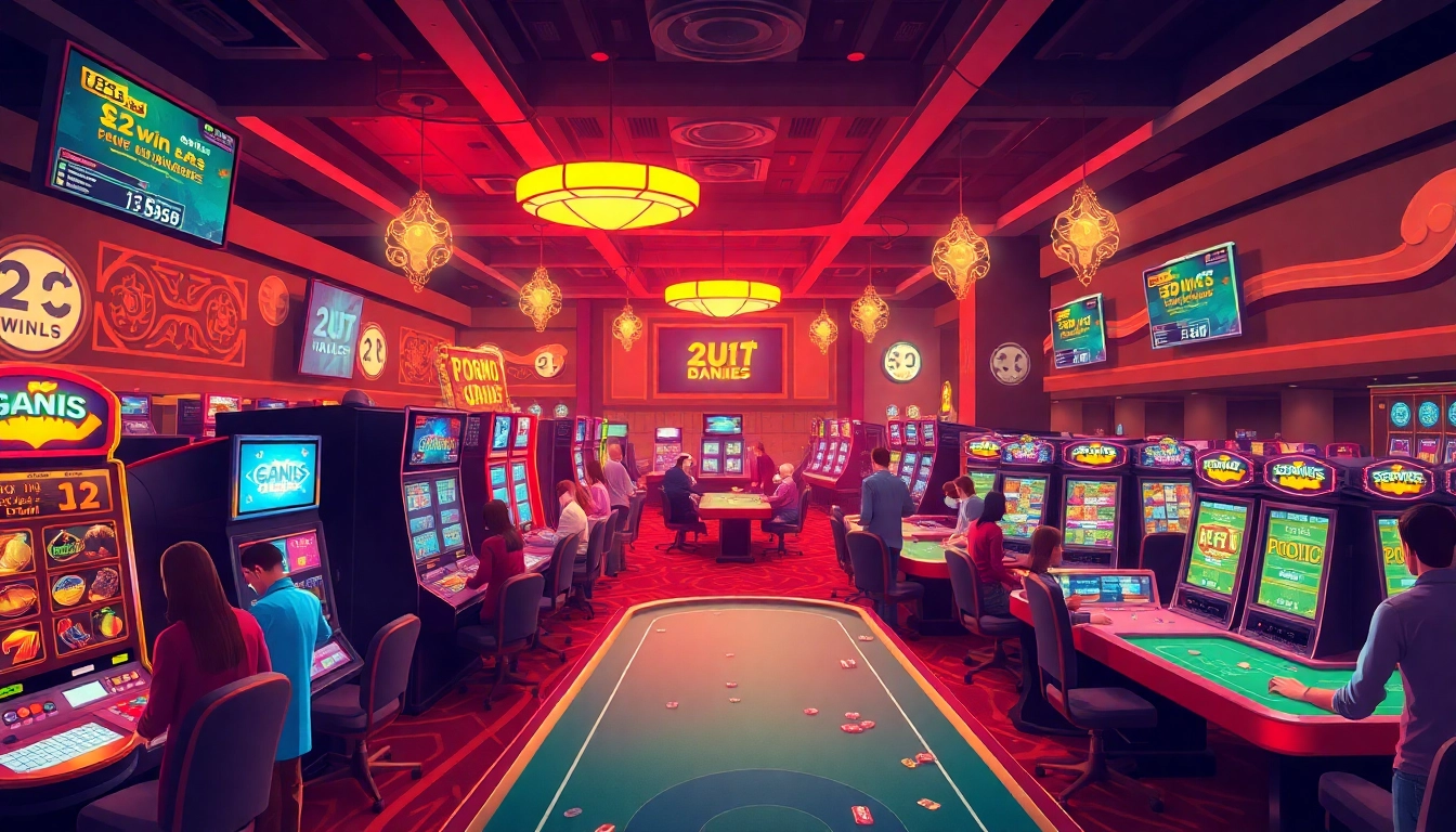 Dynamic casino scene at 23win.day showcasing thrilling gaming experiences and vibrant atmosphere.