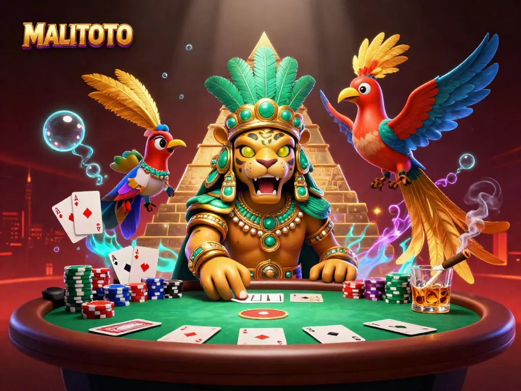 Experience MALITOTO excitement with vibrant poker scene featuring colorful chips and dynamic casino elements.
