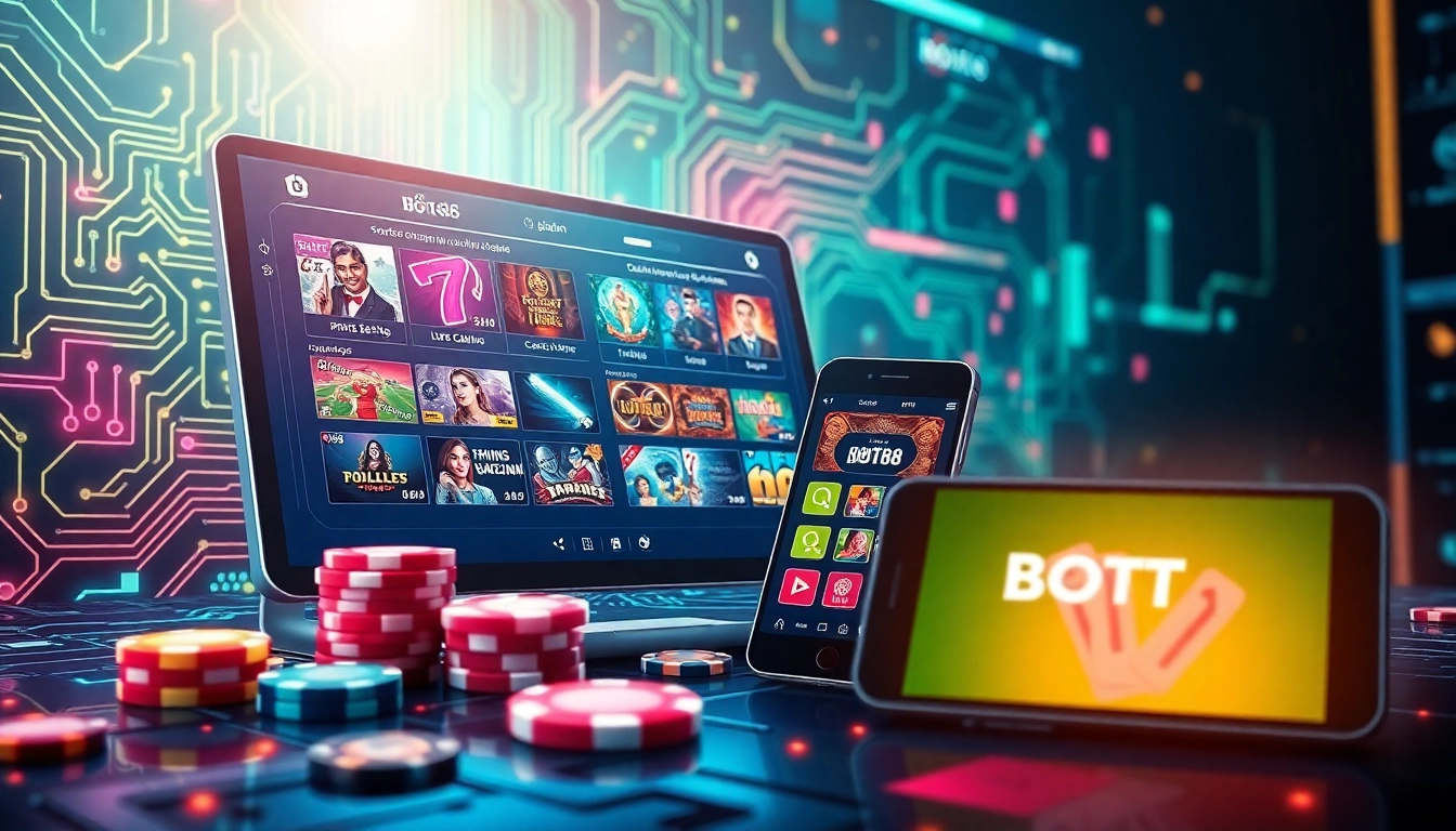 Exciting online gambling experience showcasing NHÀ CÁI BOT88 with vibrant interface and gaming elements.