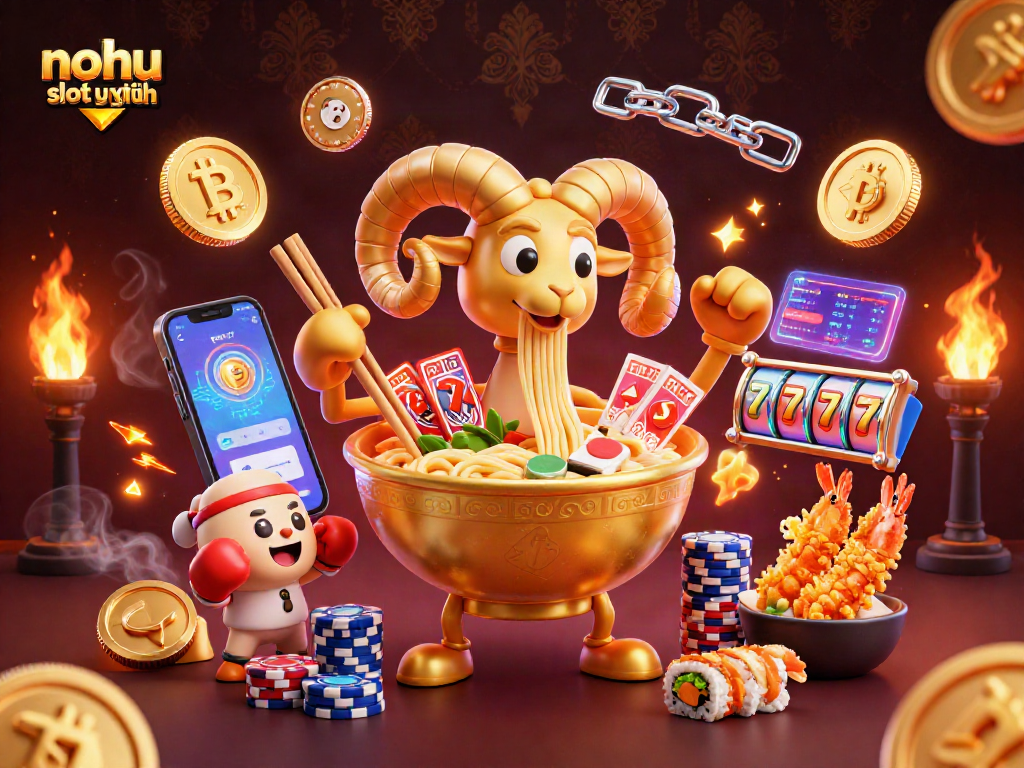 Experience the excitement of nohu slot uy tín as characters stack chips and deal cards in a vibrant casino scene.