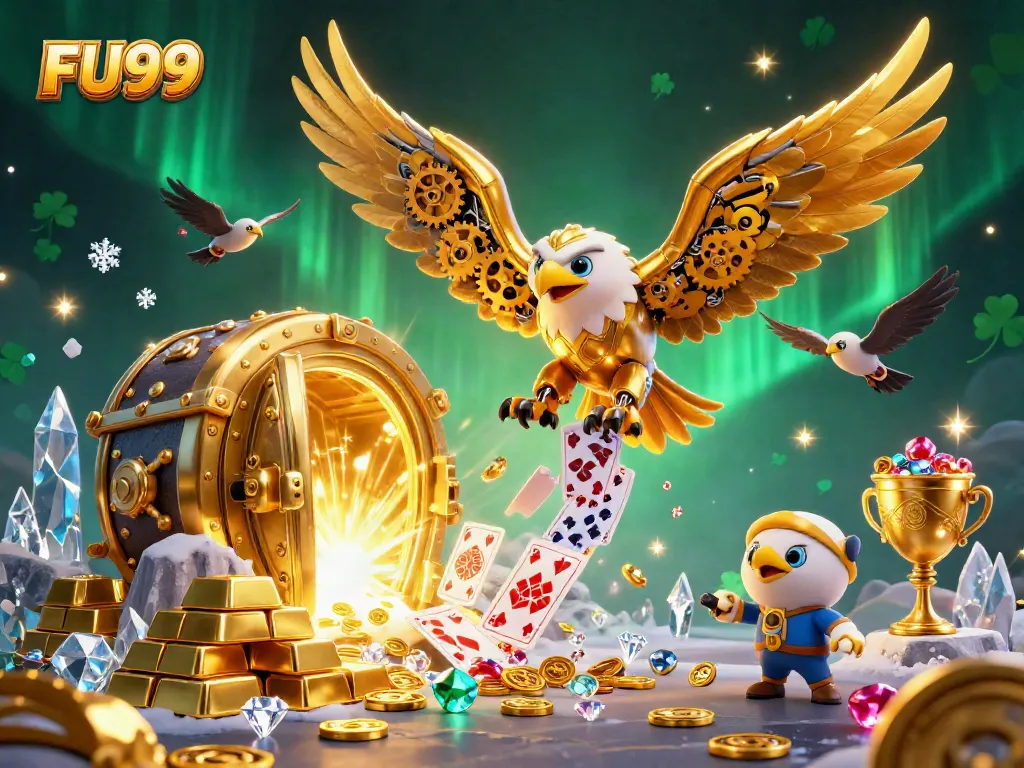 Experience the thrill of winning with FU99's vibrant 3D casino illustration featuring unique gaming elements.