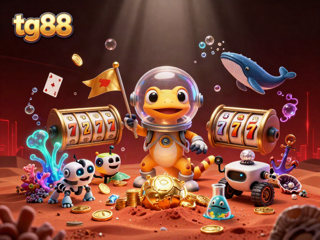 Engage in thrilling slots with tg88 as a Martian gecko uncovers a hidden casino in vibrant 3D