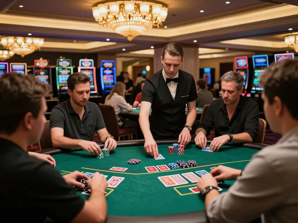 SC88 players placing bets at an engaging blackjack table in a luxurious casino atmosphere