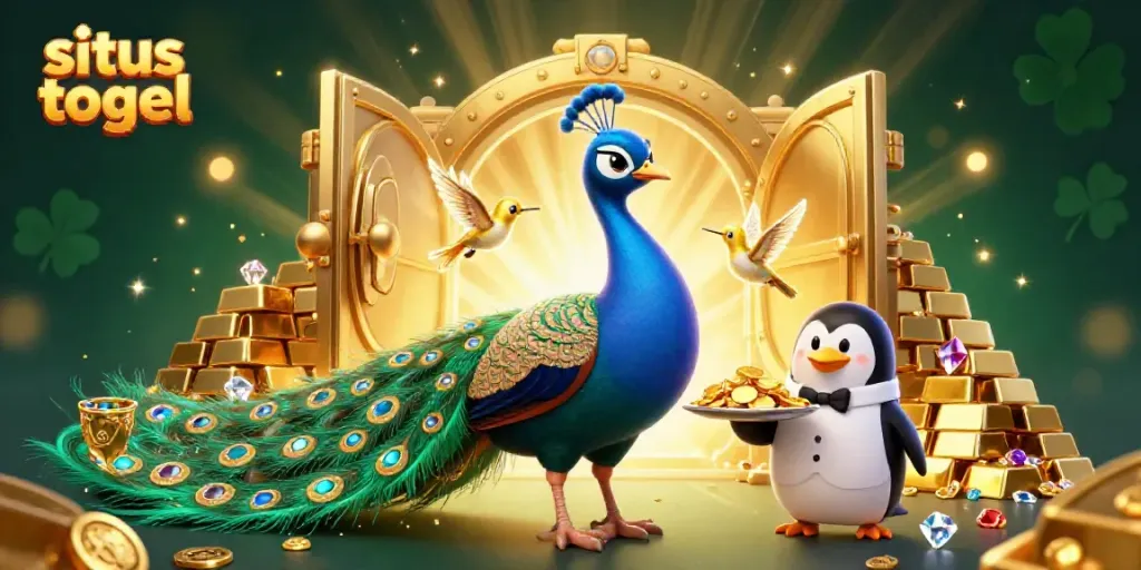 Memenangkan permainan di situs togel dengan karakter megah seperti burung merak dan penguin pelayan