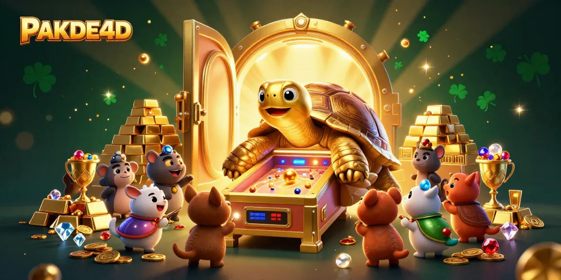 Experience the excitement of PAKDE4D's online lottery with vibrant 3D illustration showcasing gameplay elements.