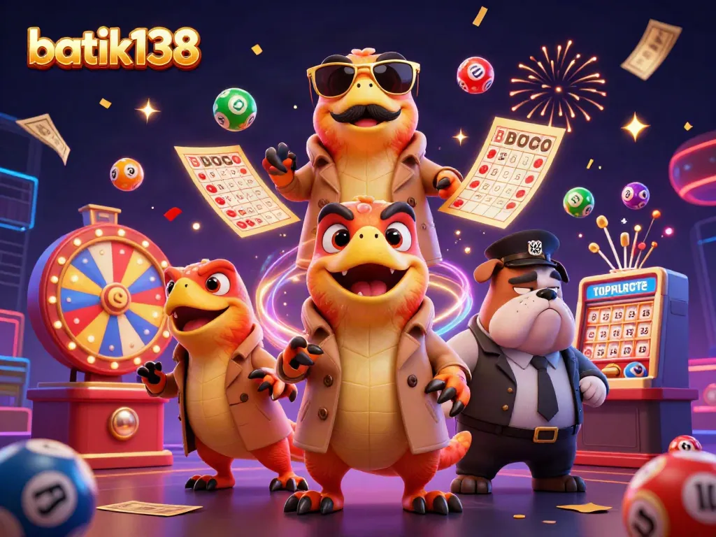 Rangkai permainan seru di batik138 dengan dinosaur dan suasana kasino meriah.