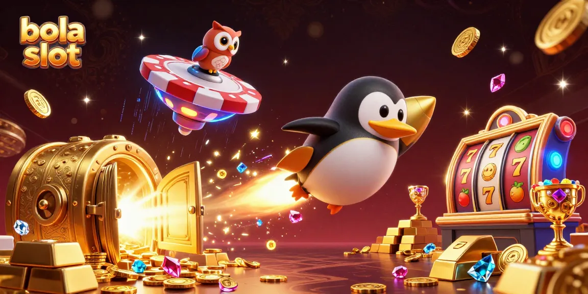 Experience the thrill of bola slot as the golden penguin heads to a casino adventure with dazzling treasures.
