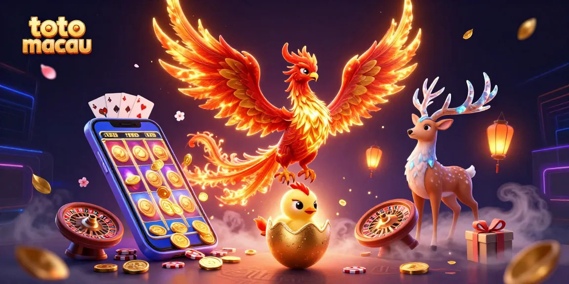Menangkan permainan toto macau dengan ilustrasi penuh warna phoenix dan elemen kasino