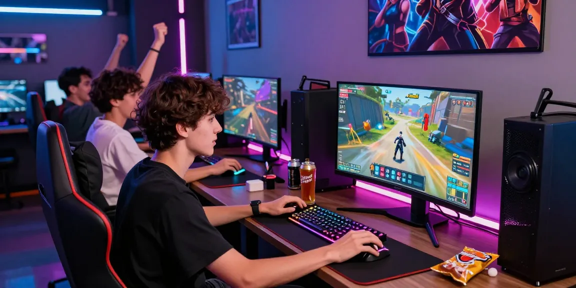 นักเล่นเกมกำลังสนุกกับการเล่น playme8 ในบรรยากาศที่เต็มไปด้วยเทคโนโลยีและบรรยากาศที่มีชีวิตชีวา