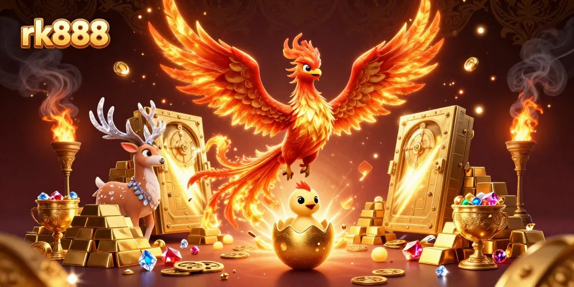 Experience the excitement of rk888 with a vibrant casino-themed fantasy of golden treasures and mythical creatures.