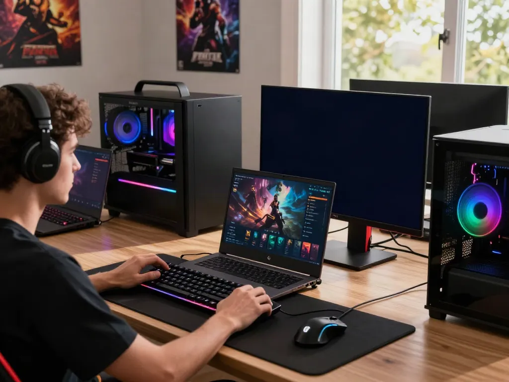 Pengguna TOTOWIN88 bermain game online di laptop dengan setup gaming yang nyaman.