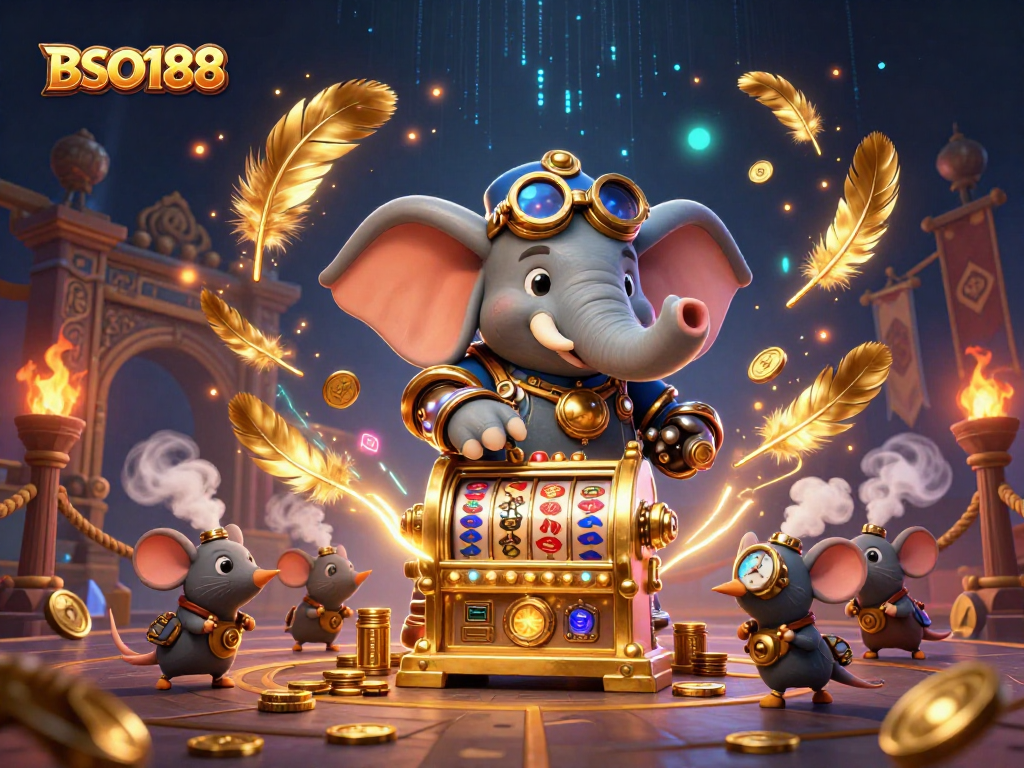 Engage with BSO188 at a vibrant casino scene featuring steampunk characters and dynamic gaming elements.