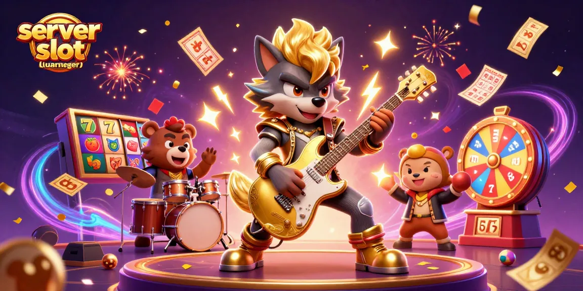 Experience thrilling gameplay with server slot luar negeri, showcasing vibrant slot elements and a rock star theme.