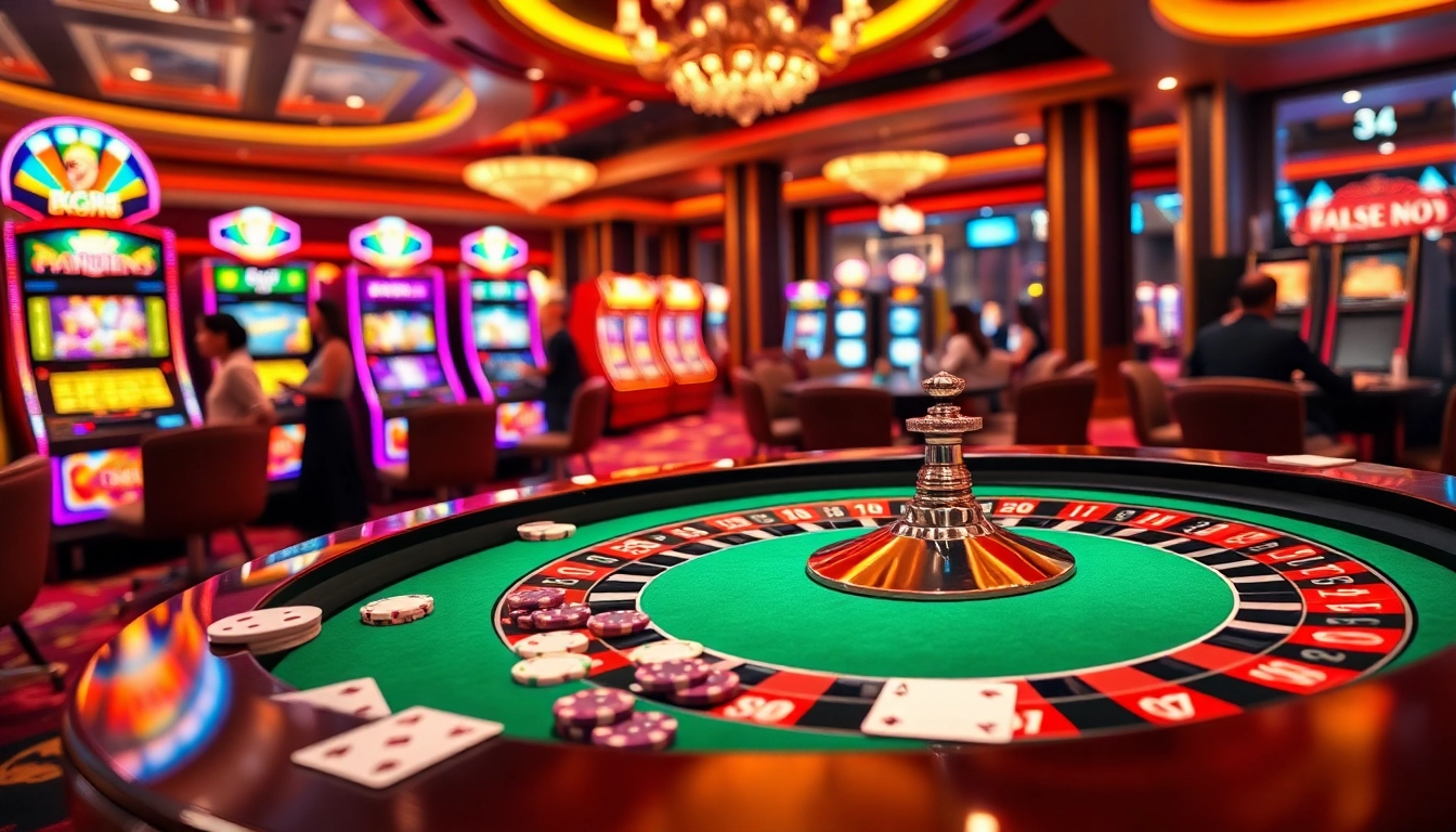 Experience the thrilling atmosphere of SC88 casino with gambling tables and vibrant lights.