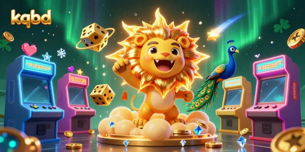 Bet on the latest scores and thrilling outcomes at kqbd, featuring vibrant casino elements and a bold lion character.