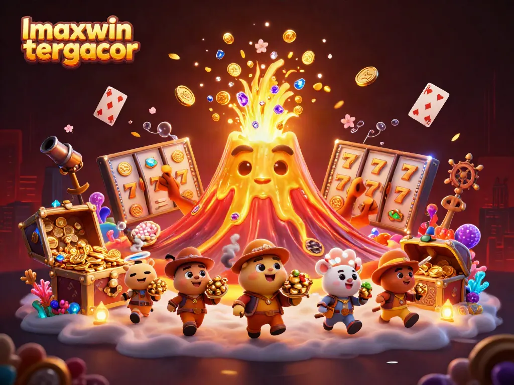 Experience the excitement of link maxwin tergacor with a dynamic 3D scene filled with treasure and slot elements.