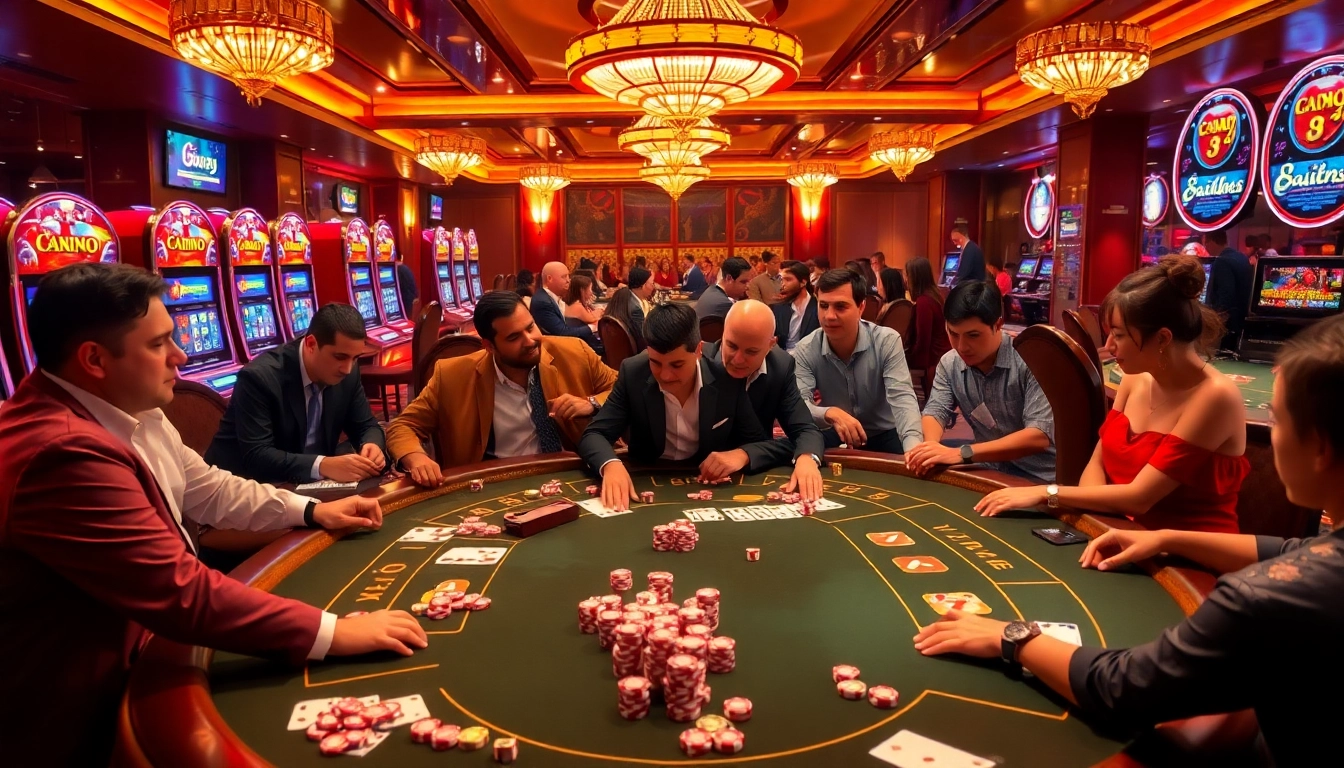Experience the thrilling ambiance of go99 with vibrant casino games and excited players.
