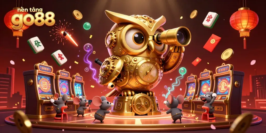 Experience entertainment at nền tảng go88 with a vibrant casino scene filled with dynamic characters and game elements.