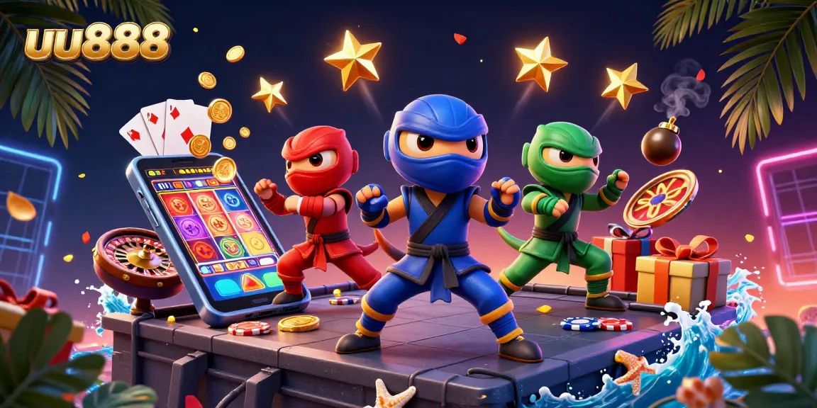Experience the dynamic action of uu888 with ninja chameleons amidst exciting gambling elements like slots and poker.