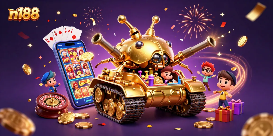 Experience the thrilling n188 casino world with a vibrant 3D celebration of games and rewards.
