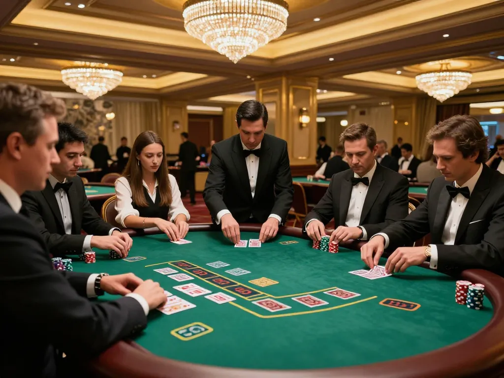 Rasakan permainan blackjack yang mendebarkan di kasino mewah dengan permainan strategis dan dekorasi yang kaya, menyoroti Lugares de México.