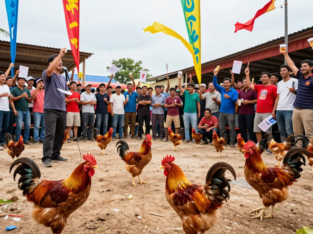 Xem những trận đá gà thomo trực tiếp hôm đầy kịch tính trong không khí sôi động tại một đấu trường nhộn nhịp.
