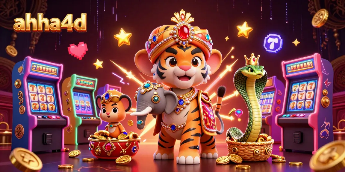 Play exciting slots at ahha4d with a dazzling 3D casino scene of characters and vibrant gaming elements.
