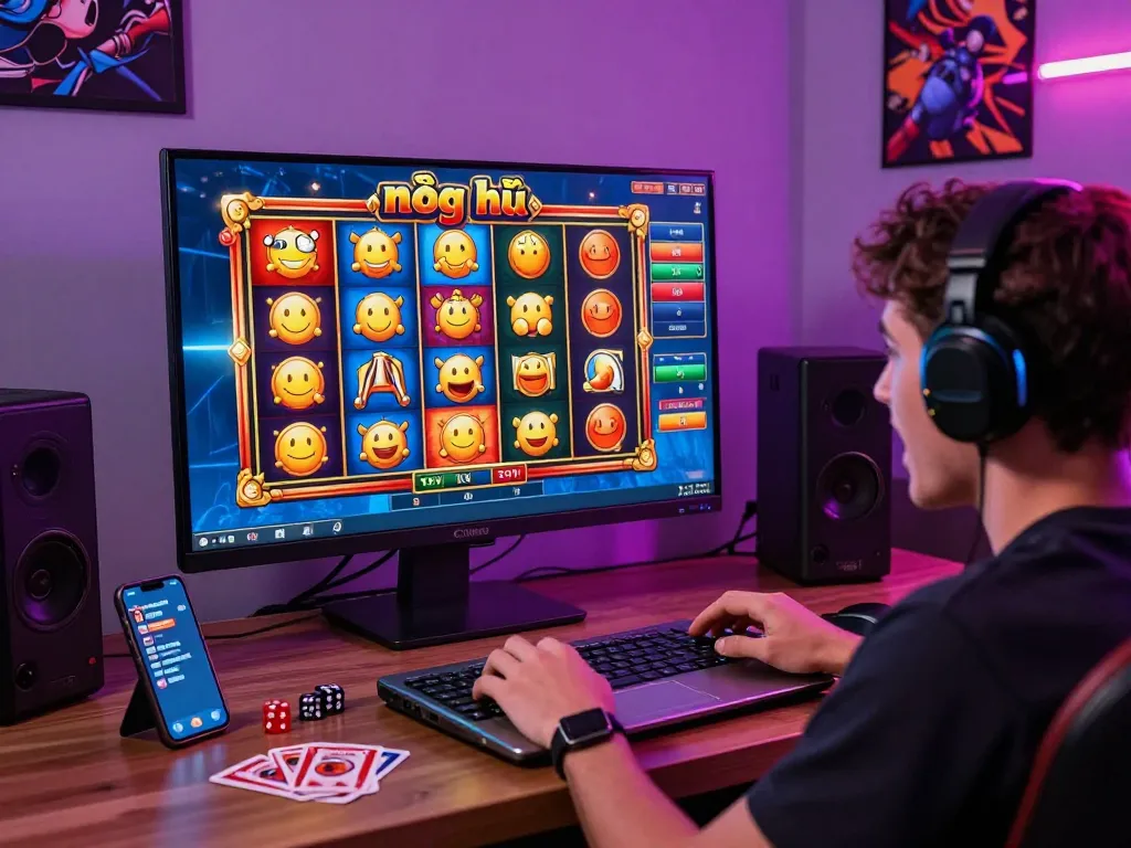 Exciting online gaming atmosphere showcasing nổ hũ slot game with vibrant digital jackpots and an engaging player experience.