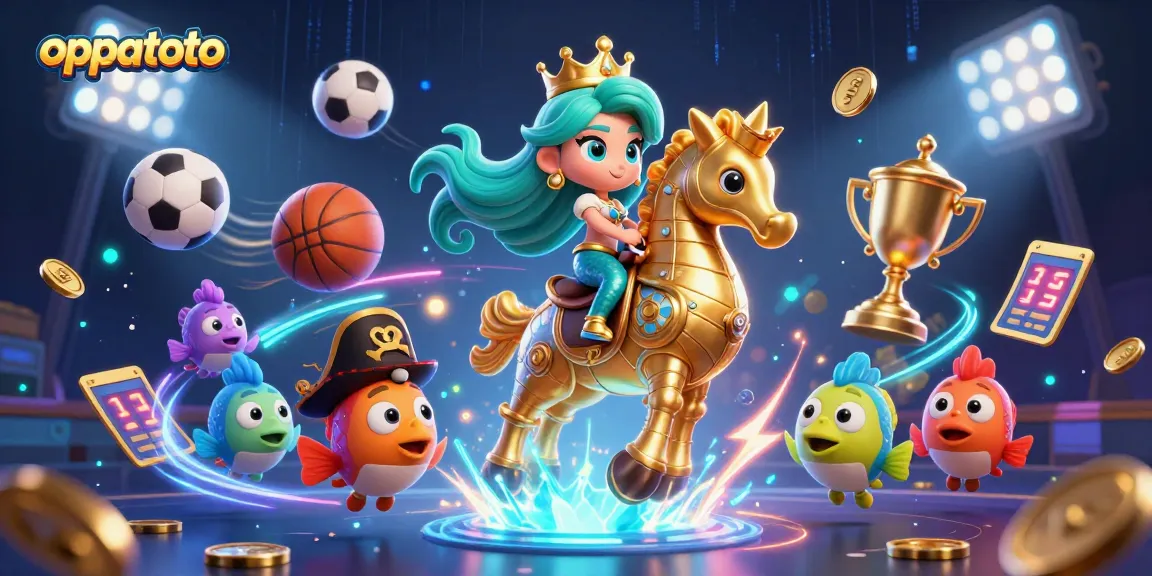 Experience thrilling sports events with oppatoto's vibrant casino-themed mermaid illustration.