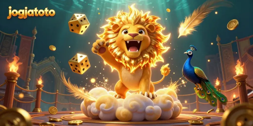Experience thrilling gameplay with jogjatoto's vibrant 3D casino illustration featuring dynamic characters and gold elements.