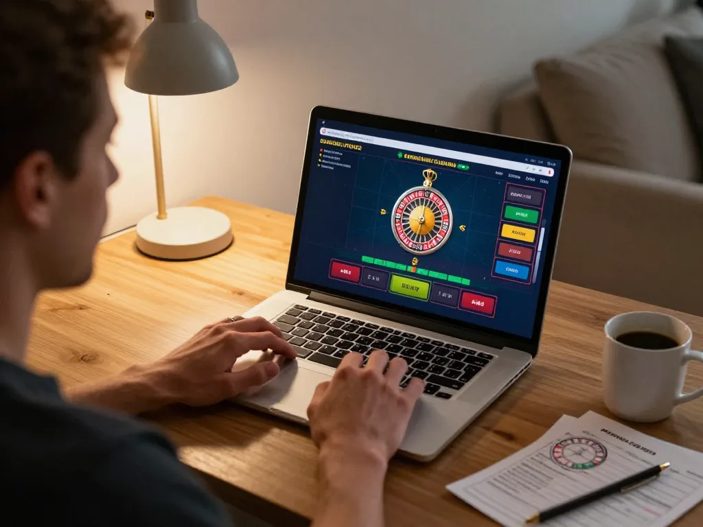 Player engaging in live casino gaming on laptop, highlighting Nhà cái TT88's features and strategic gameplay.