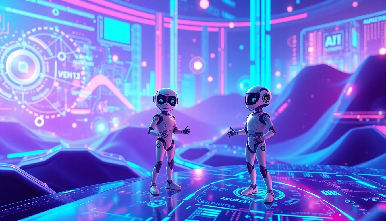 Engaging AI characters in a futuristic setting highlighting crush ai interactions.