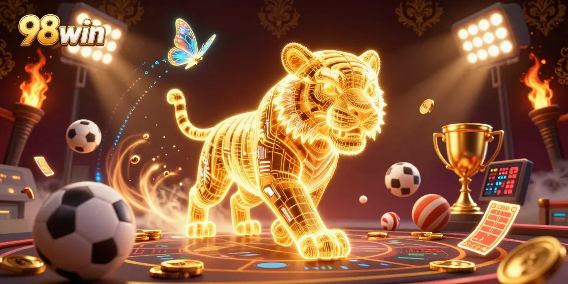 Experience thrilling sports action at 98win through vibrant casino elements and golden rewards.