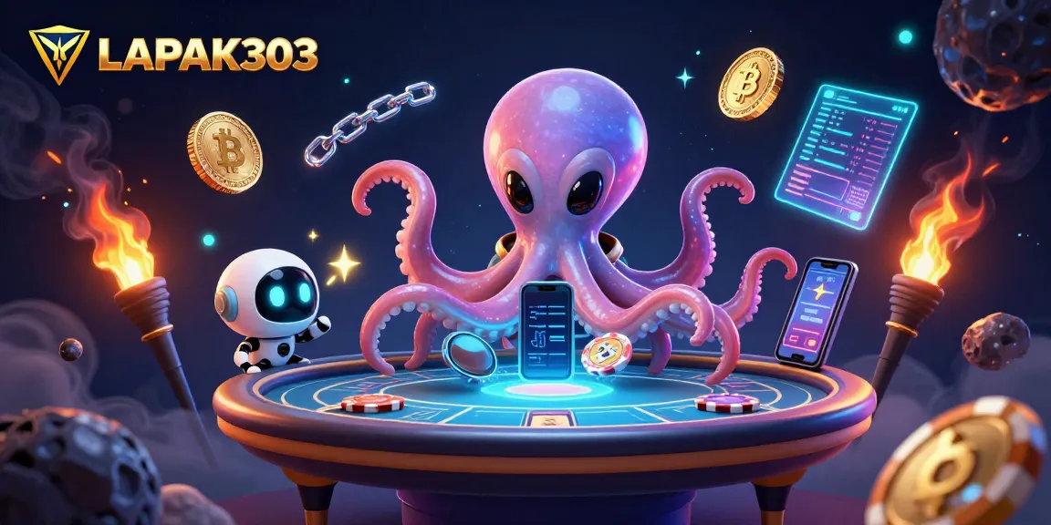 Bermain poker di LAPAK303 dengan karakter alien dan robot dalam suasana kasino yang futuristik