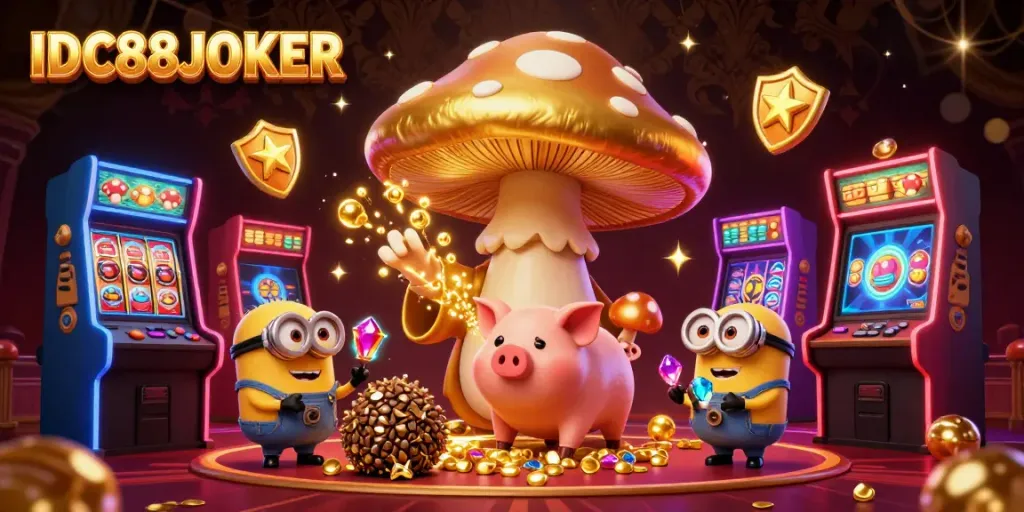 Experience thrilling gameplay at IDC88JOKER with captivating golden magic and slot reels.