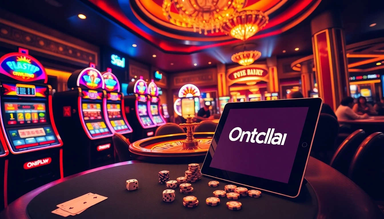 Experience the thrill of winning with Onicplay at a vibrant casino full of slot machines and poker tables.