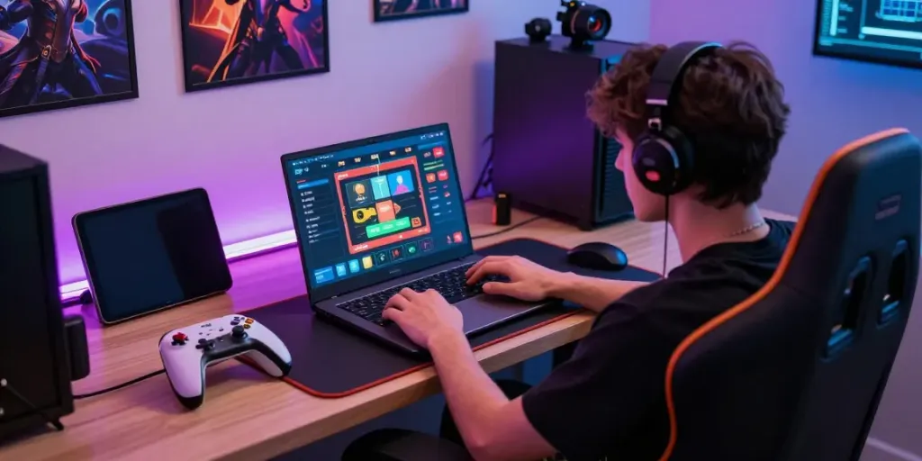Pengalaman bermain betslots88 secara online dengan peralatan gaming modern.
