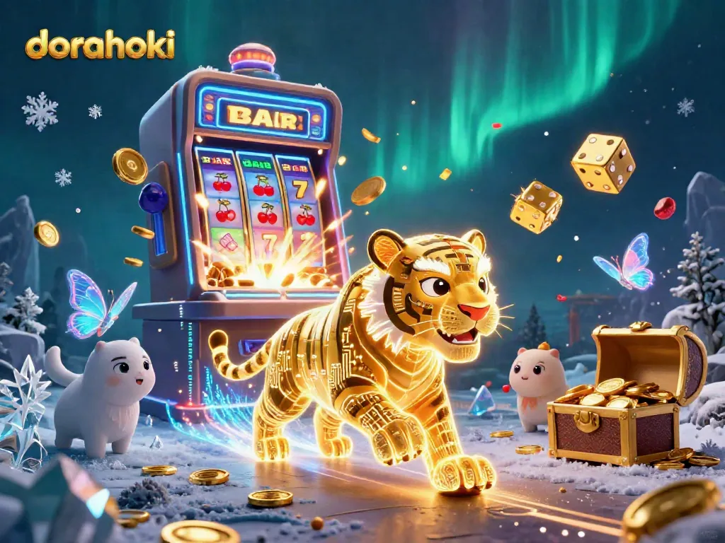 Dorahoki menghadirkan pengalaman perjudian dengan karakter energik dan mesin slot mewah yang penuh koin.
