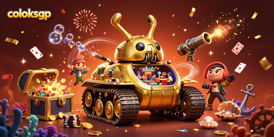 Permainan angka coloksgp dengan tank kejuaraan yang memancarkan koin emas dan confetti.