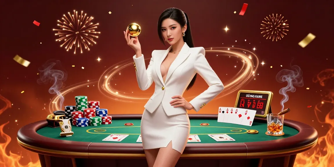 CỔNG GAME SUNWIN featuring a confident Asian woman with a roulette ball in a luxurious casino scene.