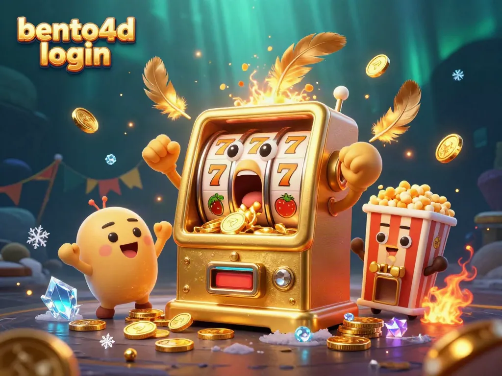 Experience the excitement with the bento4d login slot machine hitting a jackpot surrounded by cheering friends.