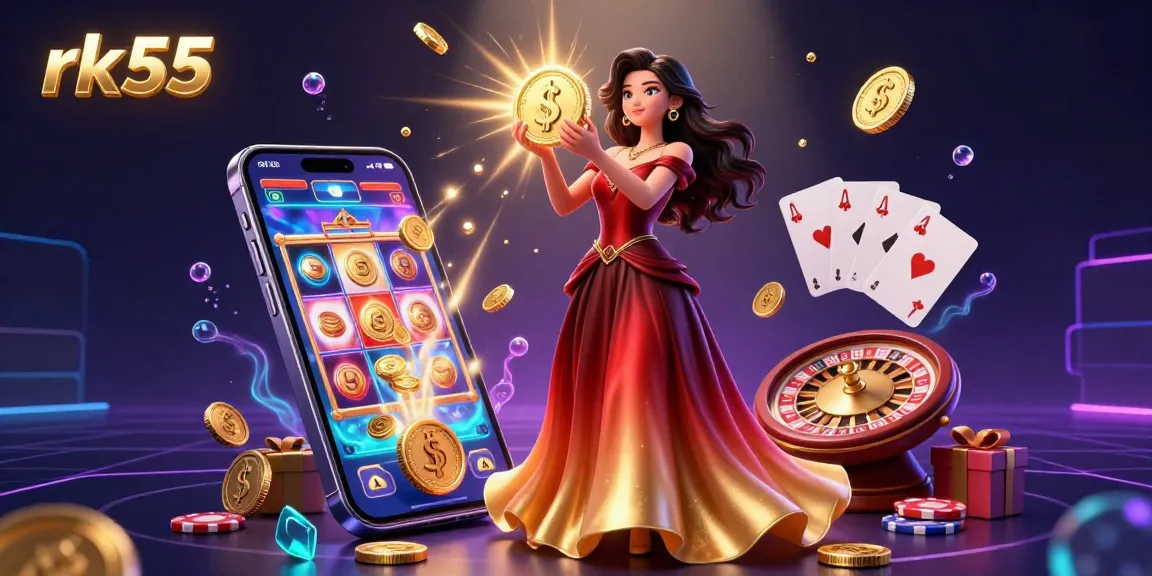 Engage with rk55 and experience the thrill of stunning casino games amid dazzling coins and gems.
