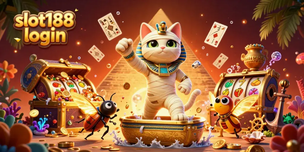 Masuk slot188 login dengan mudah melalui ilustrasi kasino 3D yang menarik.