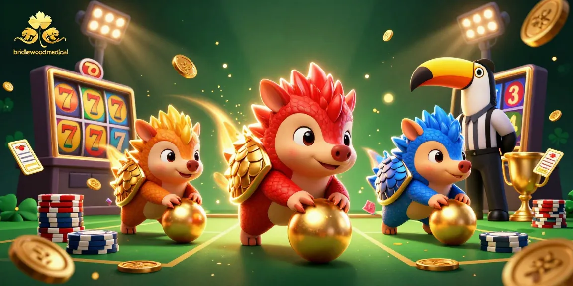 bridewoodmedical menghadirkan penggambaran 3D kartun dengan pangolin berwarna merah dan biru dalam permainan jackpot.