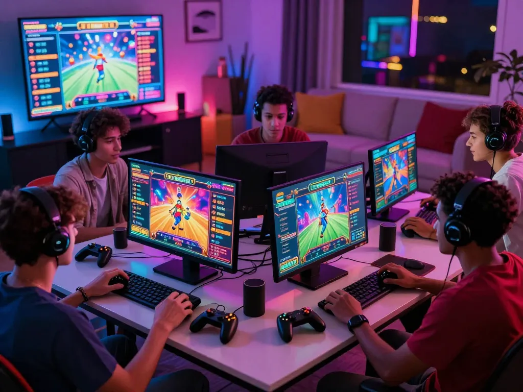 Engaged players enjoying the excitement at vegasslot77.com during an online gaming session with vibrant visuals and a lively atmosphere.